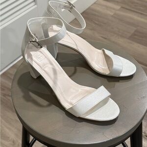 David's Bridal White Block Heel Sandals